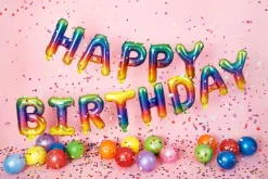 Ballongbanner - Happy Birthday - Regnbue