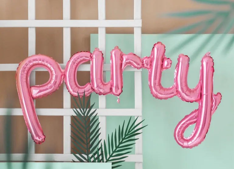 Ballongbanner - "Party" - Rosa Folie