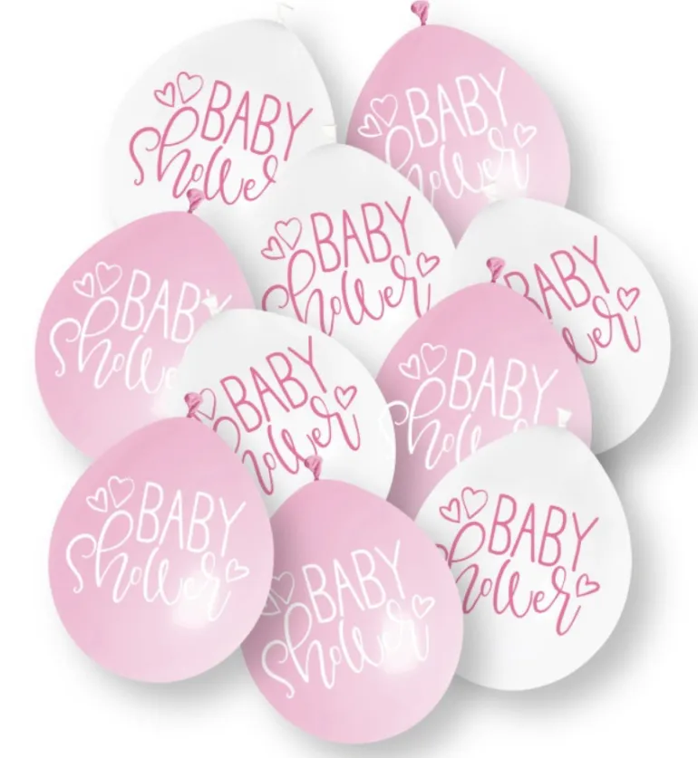 Ballonger - "Baby Shower" - Rosa og Hvit