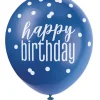 Ballonger - Happy Birthday - Blå & Sølv