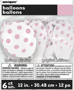 Ballonger med Prikker - Hvit og Rosa