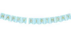 Blokkbanner - "Happy Birthday" - Lys Blå