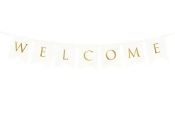 Blokkbanner - "Welcome" - Hvit
