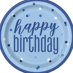 Blå & Sølv Glitz - "Happy Birthday"