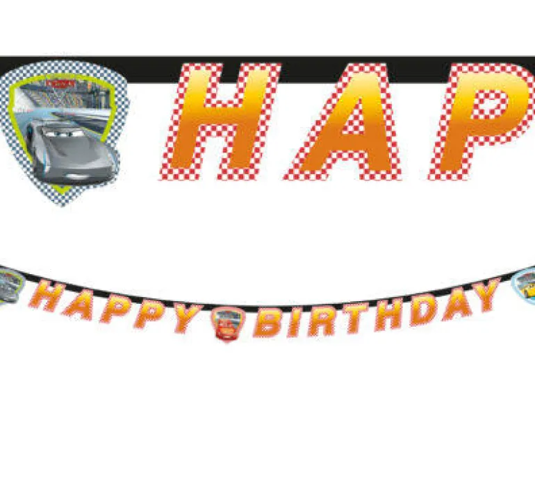 Bokstavbanner - Cars - "Happy Birthday"