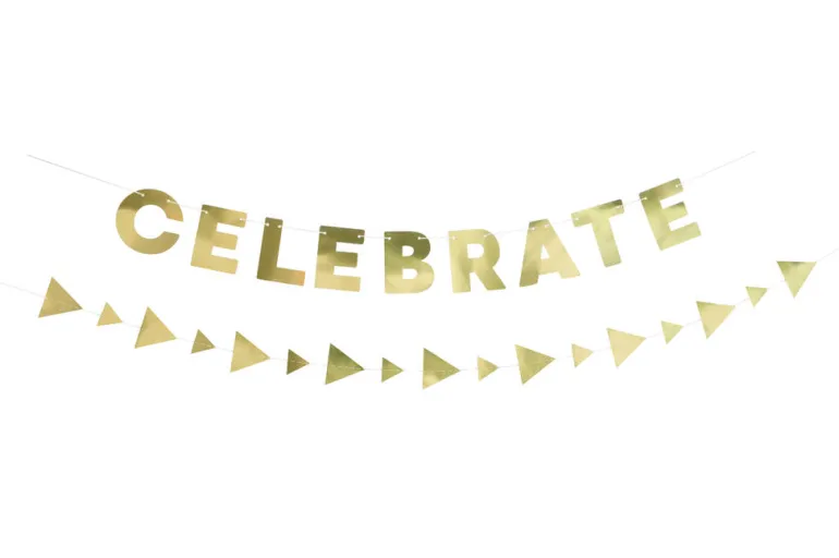 Bokstavbanner - "Celebrate" - Gull