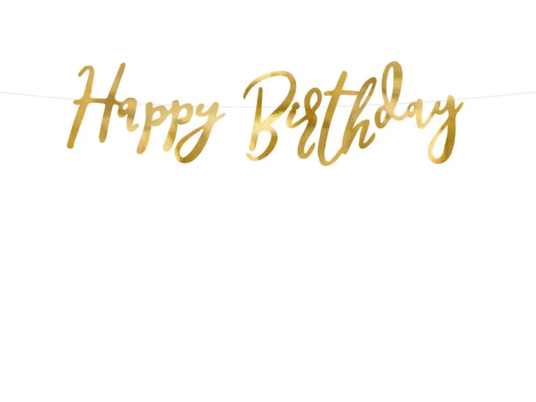 Bokstavbanner - "Happy Birthday" - Gull