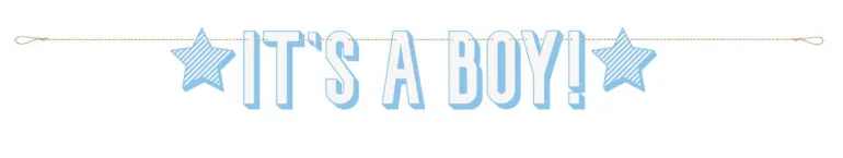 Bokstavbanner - "It's a Boy" - Blå