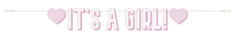 Bokstavbanner - "It's a Girl" - Rosa