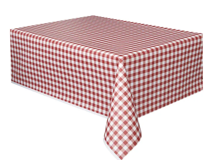 Bordduk Plast - Gingham Rød