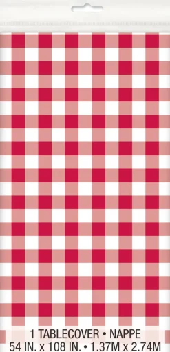 Bordduk Plast - Gingham Rød