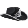 Cowboyhatt - Sort med paljetter og krone