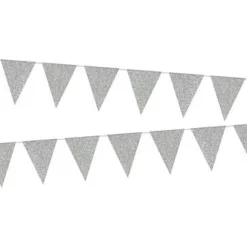 Flaggbanner - Glitter Sølv - Papp
