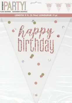 Flaggbanner - Happy Birthday - Rosegull