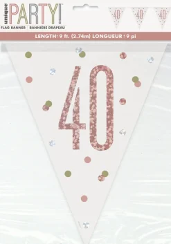 Flaggbanner - 40 År - Rosegull