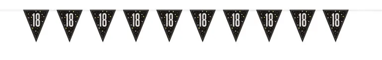 Flaggbanner - 18 År - Sort & Sølv