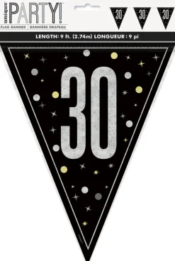 Flaggbanner - 30 År - Sort & Sølv