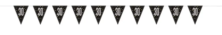 Flaggbanner - 30 År - Sort & Sølv