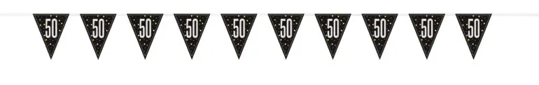 Flaggbanner - 50 År - Sort & Sølv