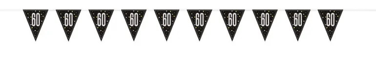 Flaggbanner - 60 År - Sort & Sølv