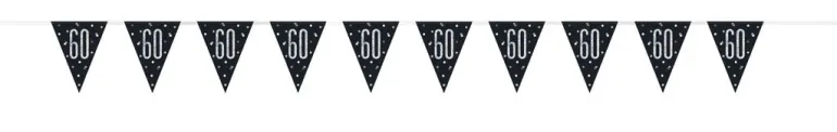 Flaggbanner - 60 År - Sort & Sølv