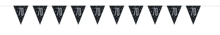 Flaggbanner - 70 År - Sort & Sølv