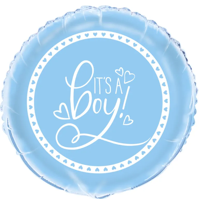 Folieballong - Baby Shower - Blue Hearts