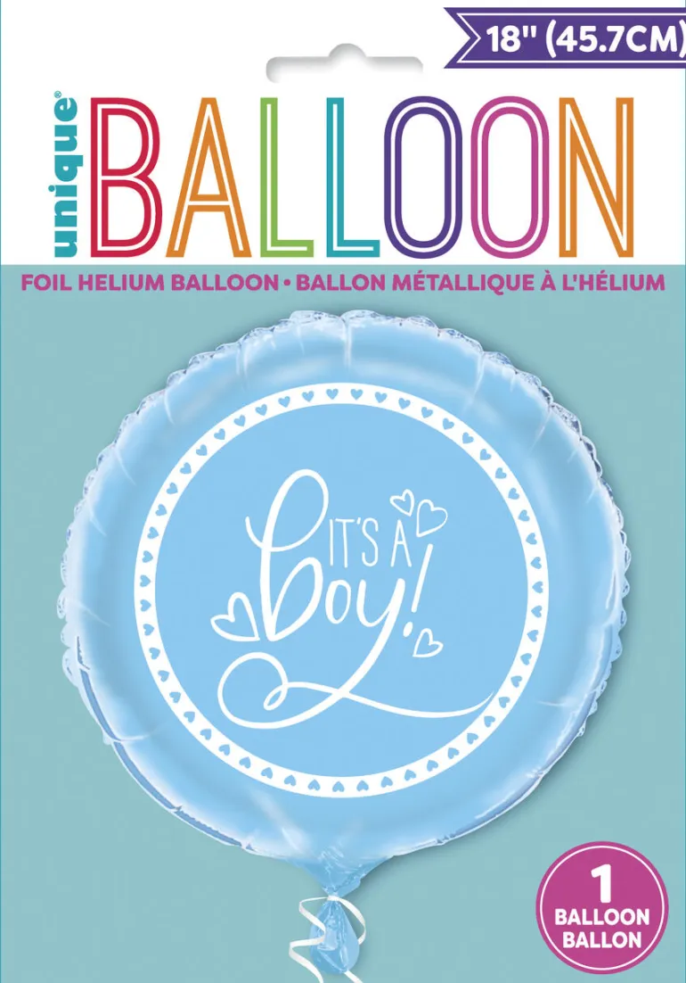Folieballong - Baby Shower - Blue Hearts