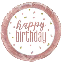 Folieballong - Happy Birthday - Rosegull