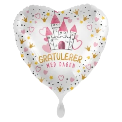 Folieballong Hjerte - Gratulerer - Slott