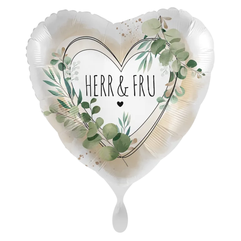 Folieballong Hjerte - "Herr & Fru"
