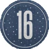 Folieballong - 16 År - Blå & Sølv