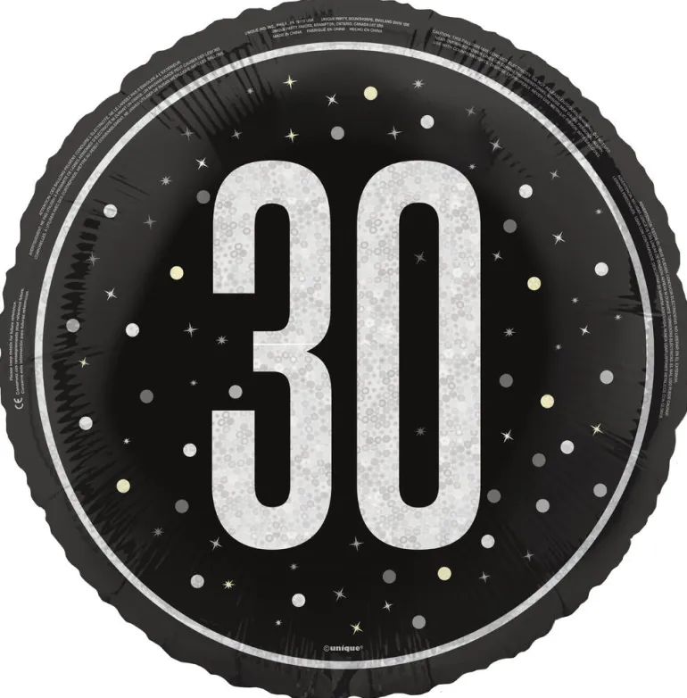 Folieballong - 30 År Sort