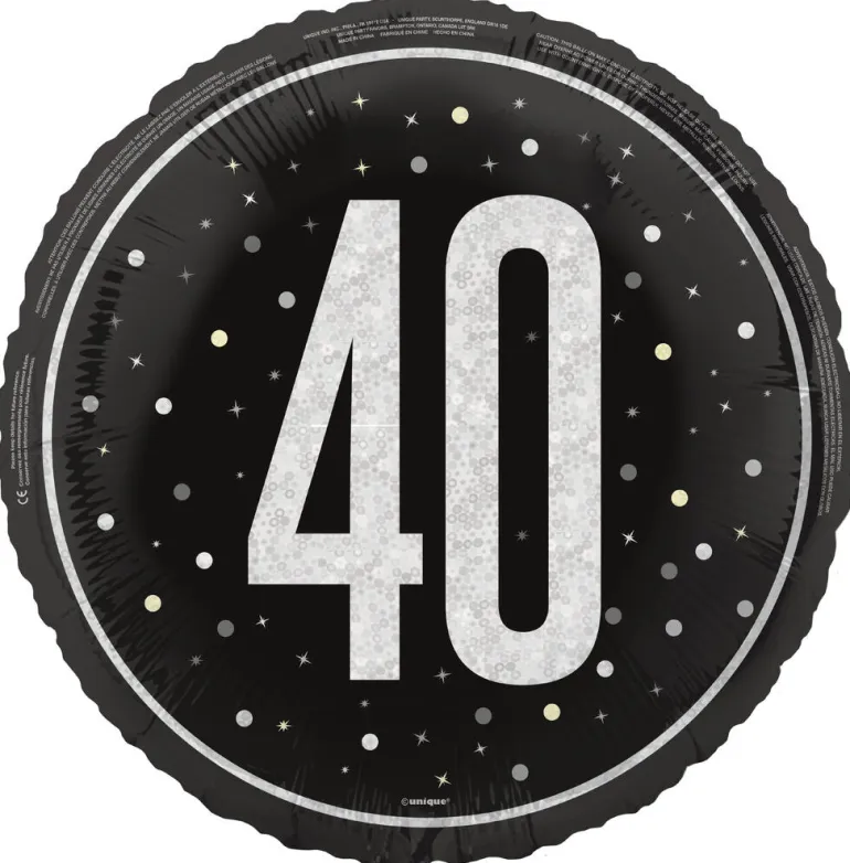Folieballong - 40 År Sort