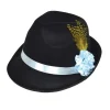 Hatt sort - Oktoberfest - Blomst og Fjær