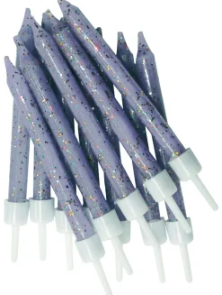 12 Kakelys med Holder, Glitrende Lilla