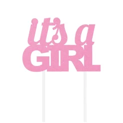 Kaketopper, Glitter - It's a Girl - Rosa
