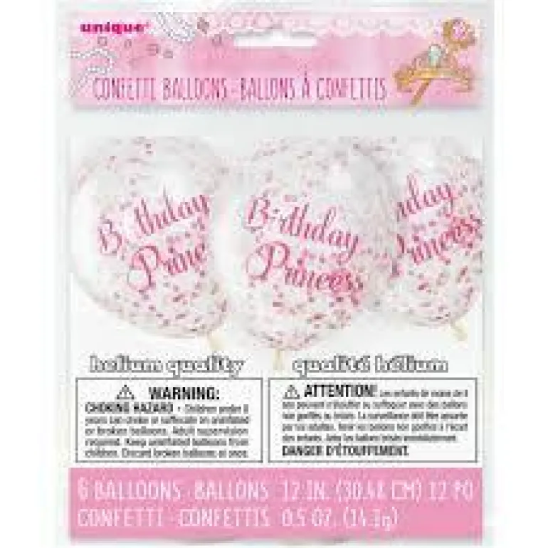 Konfettiballonger - Bursdag Prinsesse