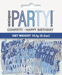 Konfetti - "Happy Birthday" - Blå & Sølv