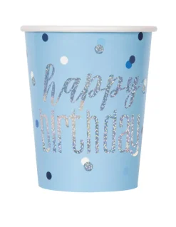 Kopper - "Happy Birthday" - Blå og Sølv