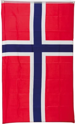 Norsk flagg m/feste til stang - Medium