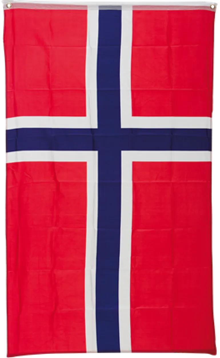 Norsk flagg m/feste til stang - Medium