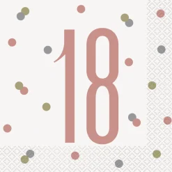 Papirservietter - 18 År - Rosegull