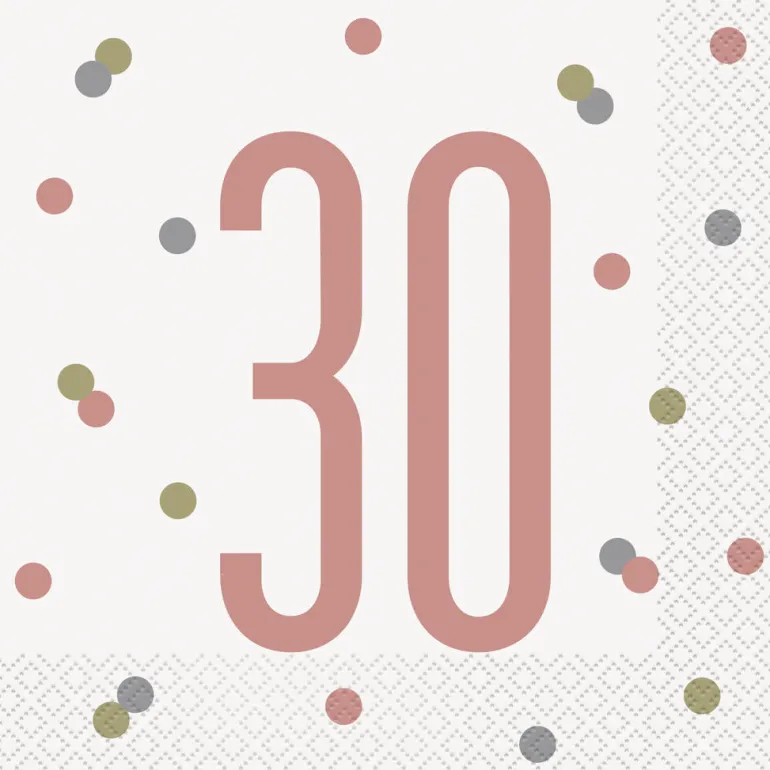 Papirservietter - 30 År - Rosegull