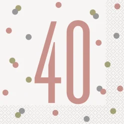 Papirservietter - 40 År - Rosegull