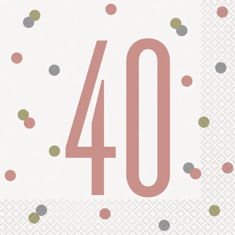 Papirservietter - 40 År - Rosegull
