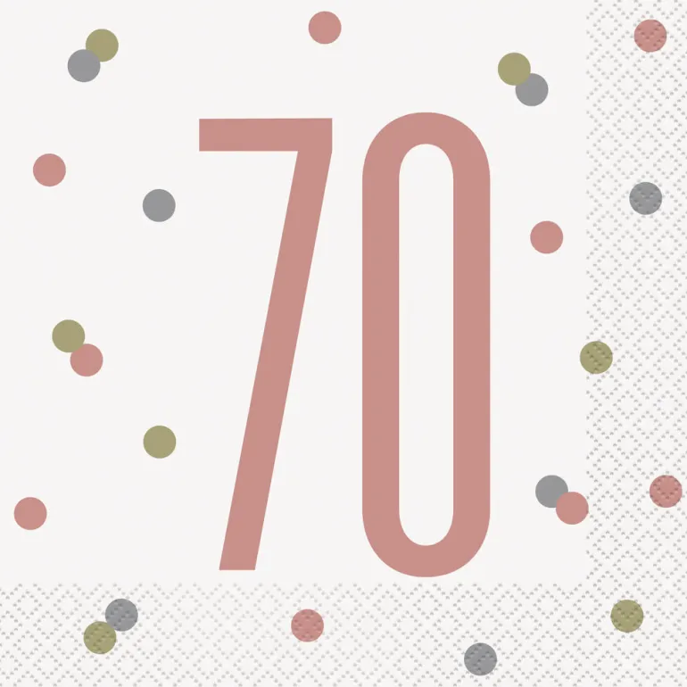 Papirservietter - 70 År - Rosegull