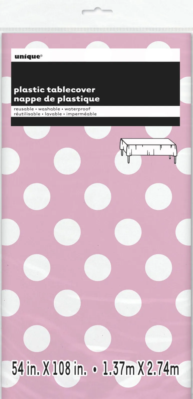 Plast Bordduk - Dots Lys Rosa