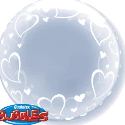 Premium Bubbleballong - Hvite Hjerter