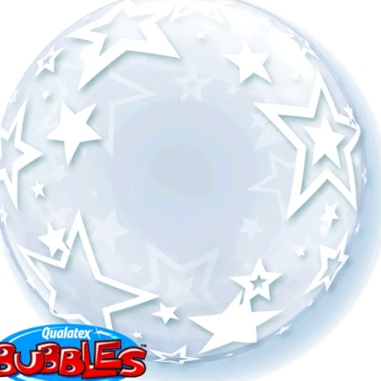 Premium Bubbleballong - Hvite Stjerner